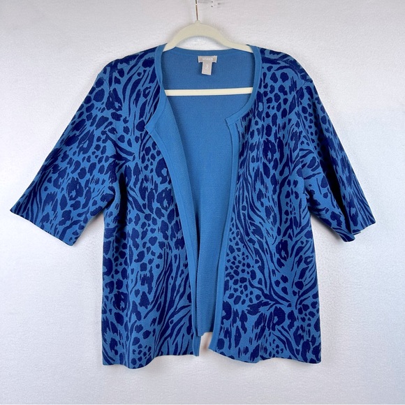 Chico’s Womens Size 3 or XLarge Cheetah Print Open Cardigan Office Brunch Soft - Picture 1 of 11